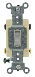 Leviton 15-Amp, 120/277-Volt, Toggle Framed 4-Way AC Quiet Switch, Commercial Grade, Grounding, 54504-2GY, Gray