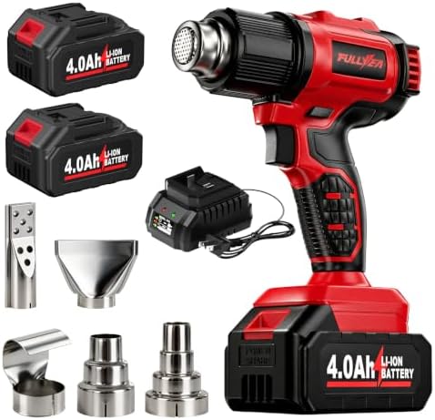 FULLYEA Cordless Heat Gun Max 1022℉, Portable Hot Air Gun Battery Powered