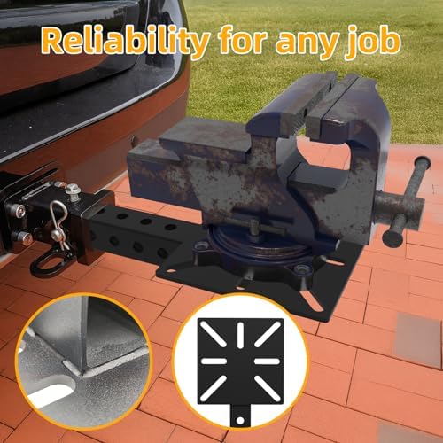 Hitch Vise Mount, Heavy-Duty Bench Grinder Stand & Trailer Hitch Vise Plate for 2-Inch Receiver, Adjustable Vise Stand for Winch Mount, Pipe Vise – Durable Hitch Accessories for Workbench & Mobile Use