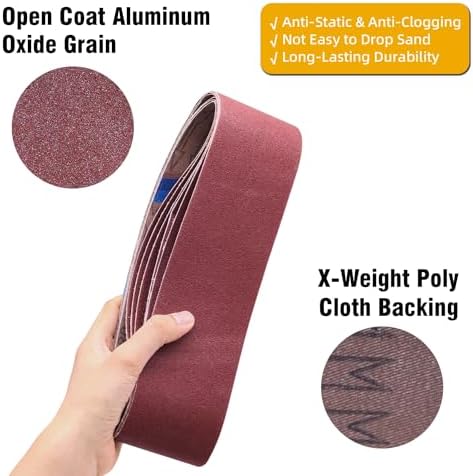 9 Pack 6x48 Sanding Belts,3 Each of 40 60 80 Grits Aluminum Oxide Belt Sander Paper,6 Inch x 48 Inch Abrasive Sanding Belts for Wood & Paint Sanding,Metal Polishing