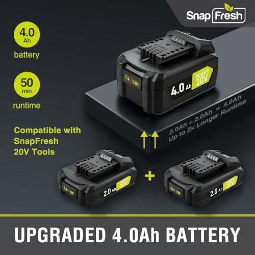 SnapFresh Leaf Blower Cordless with 4.0Ah Battery, 2-Speed Control & 2.7LBS