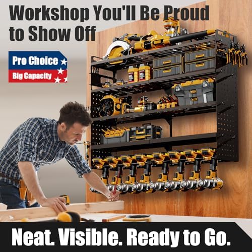 Large 5-Tier Power Tool Organizer Wall Mount, 320lb Capacity, 34'' Wide
