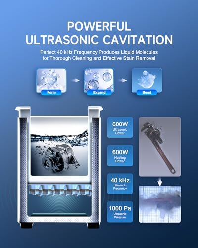 CREWORKS 30L Digital Ultrasonic Cleaning Machine with Heater and Timer