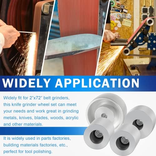 2" x 72" Belt Grinder Wheel Set Complete Wheel Kit Aluminum Wheel Crowned for Knife Grinder 4" Drive 5/8" Bore 3" Track 2" Idler (4" 5/8-3" - 2")