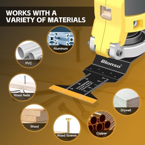 Bionso 19PCS Titanium Oscillating Tool Blade, Professional Universal Multitool Blades for Wood Metal, Multi Tool Blades Kits, Oscillating Saw Blades