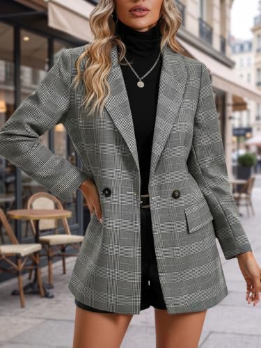 Mina Self 2026 Women's Fall Plaid Blazer Houndstooth Jacket Business Casual