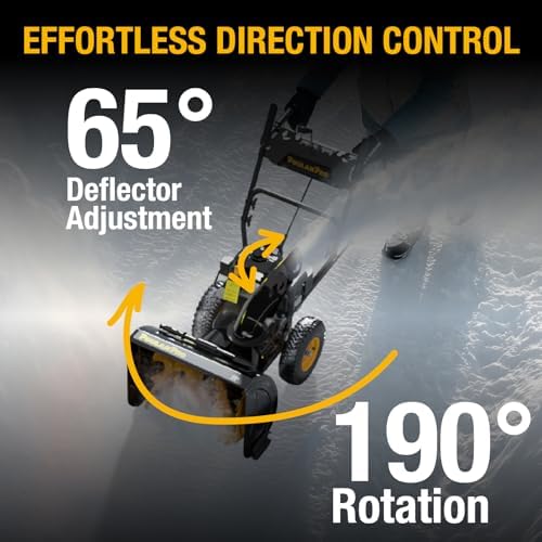 Poulan Pro 24 Inch Gas Snow Blower, Two Stage Self-Propelled Snow Thrower with Electric Start, 190° Remote Chute Control, 212cc Engine, 6 Forward 2 Reverse Speeds for Outdoor Heavy Snow Clearing