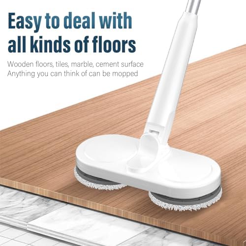 Cordless Electric Mop, Motorized Cordless and Rechargeable Dual Spin Mop, Quiet Hard Floor Cleaner, Cordless Cleaner and Scrubber, for Tiles, Hardwood, Laminate, Under Furniture