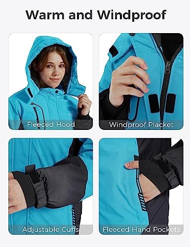 wantdo Girls Winter Ski Coat Fleece Snowboarding Jacket Waterproof 10000mm