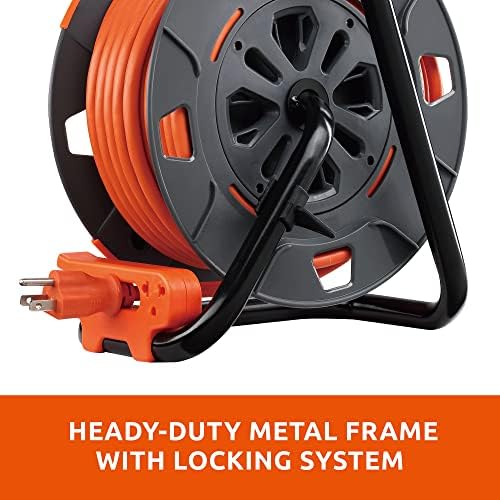 Link2Home 60 Ft. Extension Cord Reel, 4 Power Outlets, 14 AWG SJTW