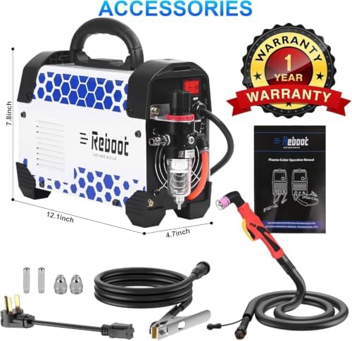 Reboot Plasma Cutter, 2025 Upgraded 60Amps Cutter Machine with 120/240V Dual Voltage DC Inverter IGBT 1/2 Inch Clean Cut, 4/5 inch Maximum Cut, Mesh Cutting, Rust Removal