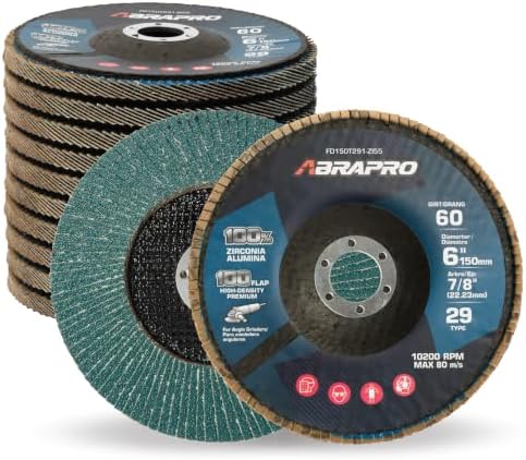 10 Pack 6" x 7/8" Zirconia Flap Discs, T29 Grinding Wheel 60 Grit