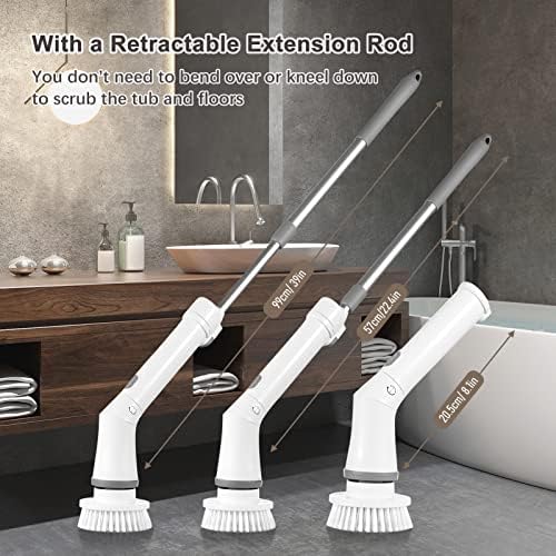 Cordless Electric Spin Scrubber 2-Speed with 6 Replaceable Brush