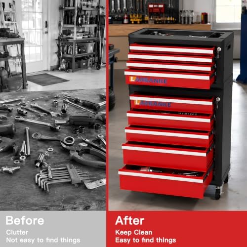 LARBANKE 9-Drawer Rolling Tool Chest with Wheels,Lockable Tool Cabinet