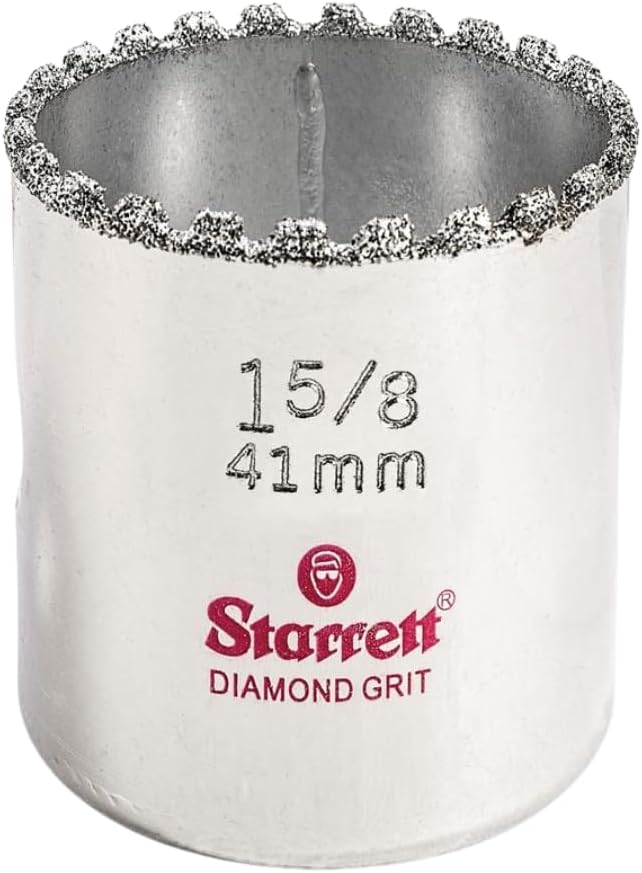Starrett Diamond Grit Hole Saw 1-5/8" Dia, 1-1/2" Cutting Depth | Ideal For Drilling Small Diameter Holes, 5/8-18 Thread, XA2/XA10 Arbor Type, Silver, KD0158-N