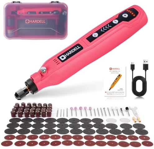 HARDELL Mini Cordless Rotary Tool, 4V 129pcs Rechargeable Rotary Tool Kit