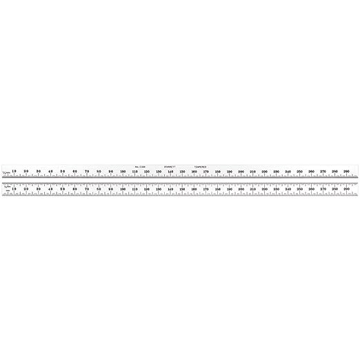 Starrett Full Flexible Steel Rule with Satin Chrome Finish, Quick Reading, and Millimeter Graduation - 30 Graduation, 300mm Length, 0.4mm Thickness - C330-300