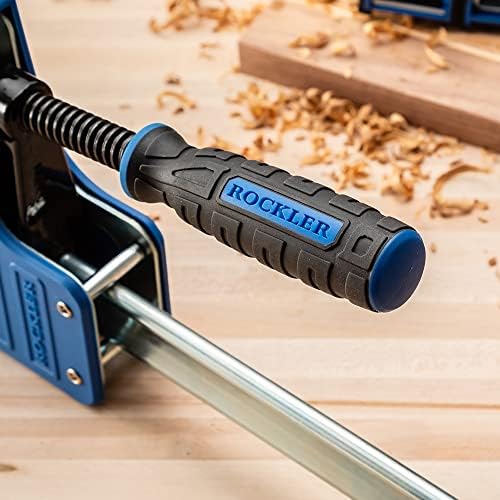 Rockler 24” Parallel Bar Clamps – Adjustable Heavy Duty Clamp w/Ergonomic Handle - Woodworking Bar Clamp To Distribute 1000 lbs Pressure – Deep Jaws Stay Parallel Clamps for Woodworking & More