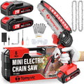 Electric 6 Inch Mini Small Cordless Battery Powered Handheld Chainsaw With Charger For Trimming On Tree Branches, Wood Cutting, Pruning Shears To Diy, Backyard Upkeep, Light Home Repairs