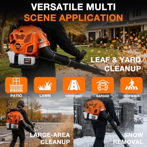 PROYAMA 79.9cc Gas Backpack Leaf Blower, 1150 CFM & 246 MPH Powerful Blower