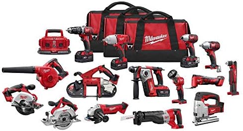 Milwaukee 15-Tool Combo Kit (18V Lithium-Ion, 4.0Ah Batteries, 6-Port Charger, 3 Bags)