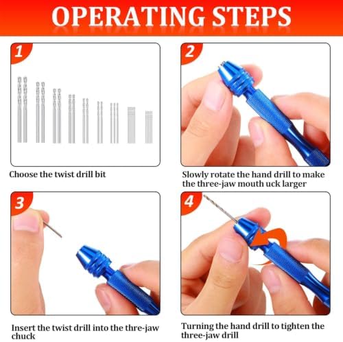 HOMSFOU 152pcs Mini Precision Pin Vise Hand Drill Set for Woodworking and Projects Includes Bits Chuck for Jewelry Making and Model Crafting