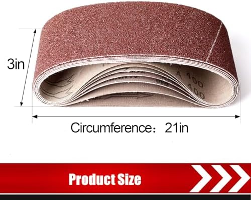 BOSHCRAFT 3x18 Sanding Belts, 21 Pack Belt Sander Paper 40/60/80/120/180/240/400 Grit Assortment Aluminum Oxide Sanding Belts for Wood Metal Polishing Knife Sharpening