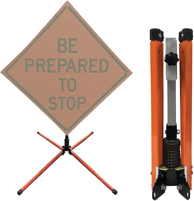Plasticade Watchdog Steel Compact Single Spring Stand for 36" & 48" Roll-Up Signs, Automotive Grade Steel Spring, Universal Sign Clamp, Extendable and Lockable Legs with Non-Skid Rubber Feet