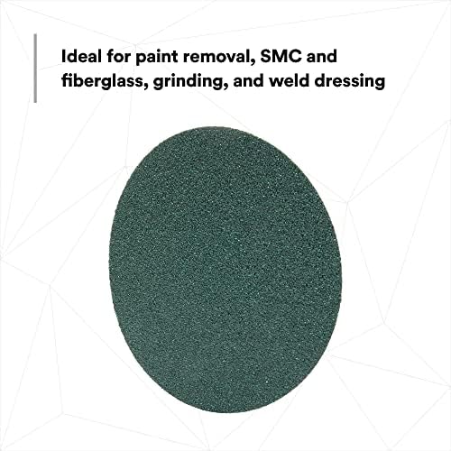 3M Green Corps Hookit Sanding Discs, 00525, No Hole, 8 in, 36+ Grade
