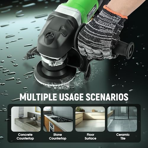 Antstone Wet Polisher 800W 6 Variable Speed 4'' Electric Granite Polisher Grinder Buffer with 7 Diamond Polishing Pads Wet Stone Polisher Concrete Polisher for Granite Marble Concrete Stone Tile