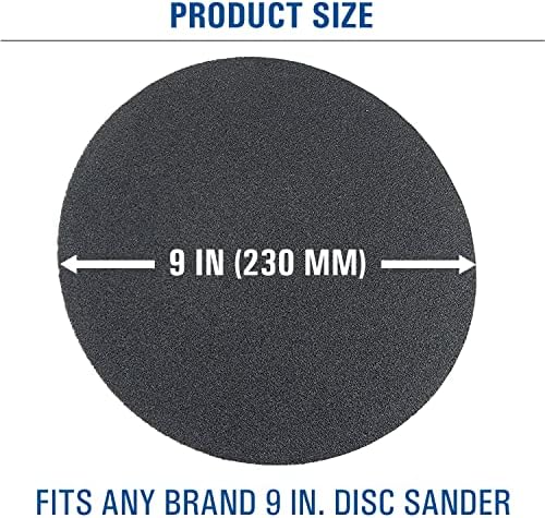 9 inch Sanding Discs Hook and Loop Round Sand Paper Discs 100 Grit, 50 Pack Black Silicone Carbide No Hole Hook and Loop Sanding Disc, Orbital Sander Pads for Wood,Auto Body, Paint & Plastics