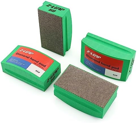 Diamond Polishing Hand Pads Arc Shape Back for Porcelain Glass Jade Stone Rough Edges Granite Marble Concrete Grit 60 4Pcs