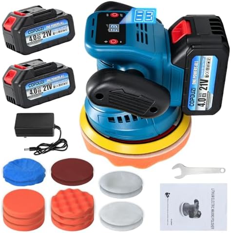 Cordless Car Buffer Polisher,Orbital Polisher for Car Detailing,2 x 4.0Ah Batteries,3 Variable Speed,1500-4000RPM,Car Polishers and Buffers Machine for Waxing, Polishing & Scratch Removal