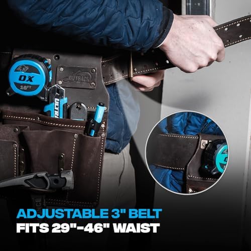 OX Drywall Tool Belt + Pouches - Leather Tool Belts For Men - Size XL