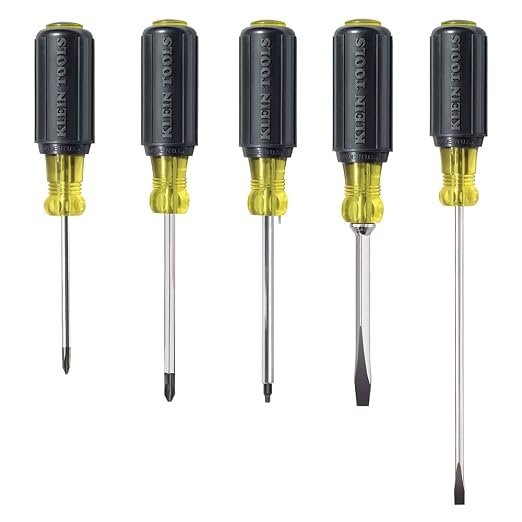 Dipped Plier Kit, Diagonal-Cutting, Needle-Nose, Side-Cutting High Leverage Linesman Pliers, Cutter and Crimper, 5-Piece Klein Tools 80031 Screwdriver Set
