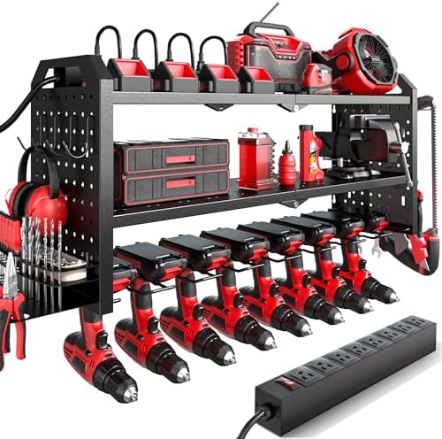 Nacial Power Tool Organizer Wall Mount with Charging Station, Drill Holder