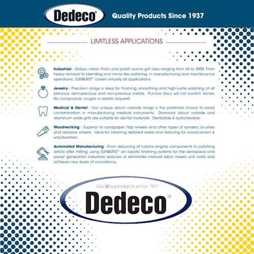 Dedeco Sunburst - 7/8 Inch TC 4-PLY Radial Bristle Discs - Precision Thermoplastic Rotary Cleaning and Polishing Tool Set, Assorted: 1 of Each 7 Grit Textures 3/32 Inch (2.35mm) Shanks (7 Piece)