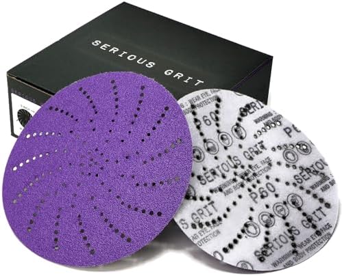 Serious Grit - 6-Inch P60 Grit Ceramic Multi-Hole Sanding Discs - 25 Pack