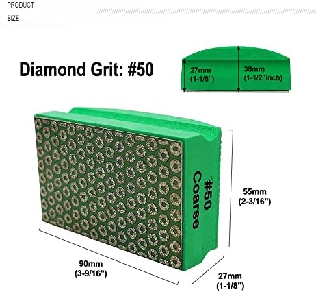 SHDIATOOL 2PCS Diamond Hand Polishing Pads 50 Grit for Glass & Tile