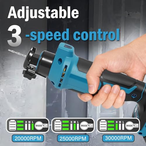 Cordless Drywall Cut Out Tool & 20V Drywall Rotary Saw - 30000 RPM Brushless Rotary Saw with 2x3.0Ah Batteries, Fast Charger for Drywall, Wood, Sheetrock Cutting
