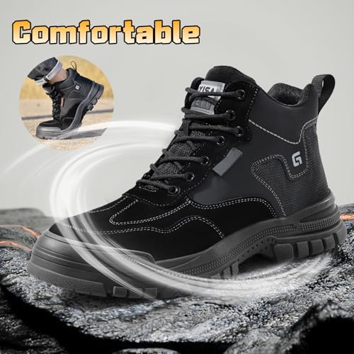 GUSAYEX Steel Toe Boots for Men Puncture Resistant Work Boots