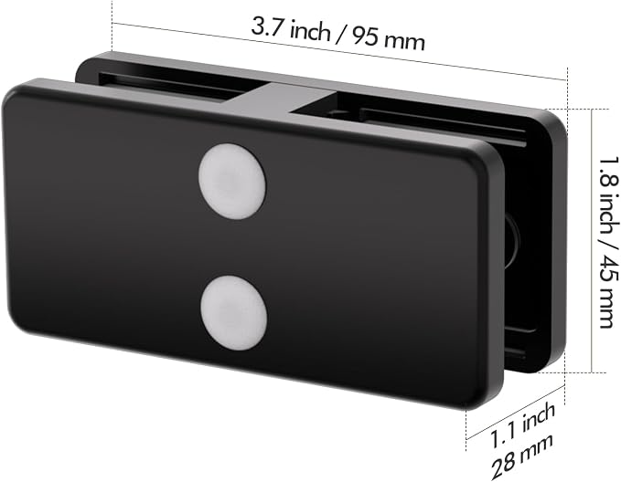 Railing Glass Clamp,2 Pack Black Powder Coated 304 Stainless Steel Adjustable Frameless Rail Clamp Hardware 180 Degree Corner Glass Clips Holder for Balcony and Staircase