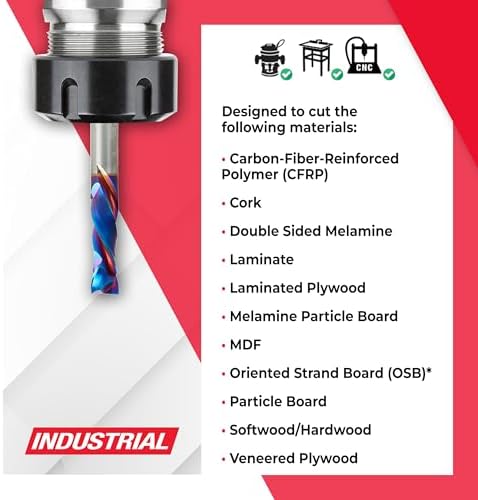 Amana Tool Spektra Extreme Tool Life Solid Carbide CNC Compression Spiral Router Bit, 46190-K, 1/2 D x 1-5/8 CH x 1/2 Shank x 3-1/2 Inch Long 2 Flute
