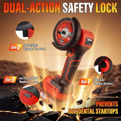 TEENO Cordless Angle Grinder 3", 21V Mini Cut-Off Tool, LCD Battery Display
