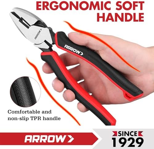 ARROW 8-Piece Pliers and Wrench Set, Pliers Kit with Roll-Up Pouch | 12"/10"/8" Groove Joint Pliers, 8" & 6" Long Needle Nose, 8" Linesman, 6" Slip Joint, 8" Adjustable Wrench, TPR Handles