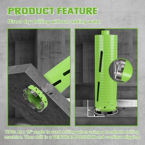 2 3/4 Inch Dry Core Drill Bit with Pilot Bit and 2 Pcs Adapters