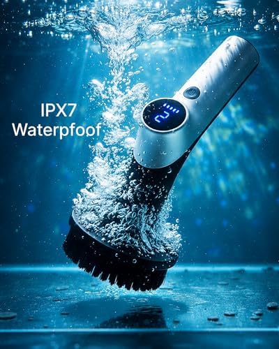 Electric Spin Scrubber, IPX7 Waterproof Shower Scrubber with 7 Brush Heads