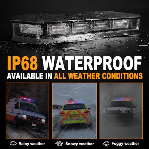 ASPL 16.5 Inch Roof Top Beacon Warning Strobe Light for Trucks Red Blue