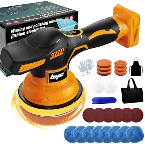 Cordless Car Buffer Polisher for Dewalt 20V Battery, 6 Inch Portable Orbital Buffer Polisher Kit, 8 Variable Speed Car Polisher for Car Detailing/Polishing/Waxing (Battery Not Include)