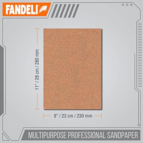 Fandeli Sandpaper Sheets - Multipurpose Professional 60 Grit Sand Paper (25 Sheet Pack) - Sandpaper for Wood, Metal, Varnish & Paint - Coarse Sanding Paper for All Types of Surfaces